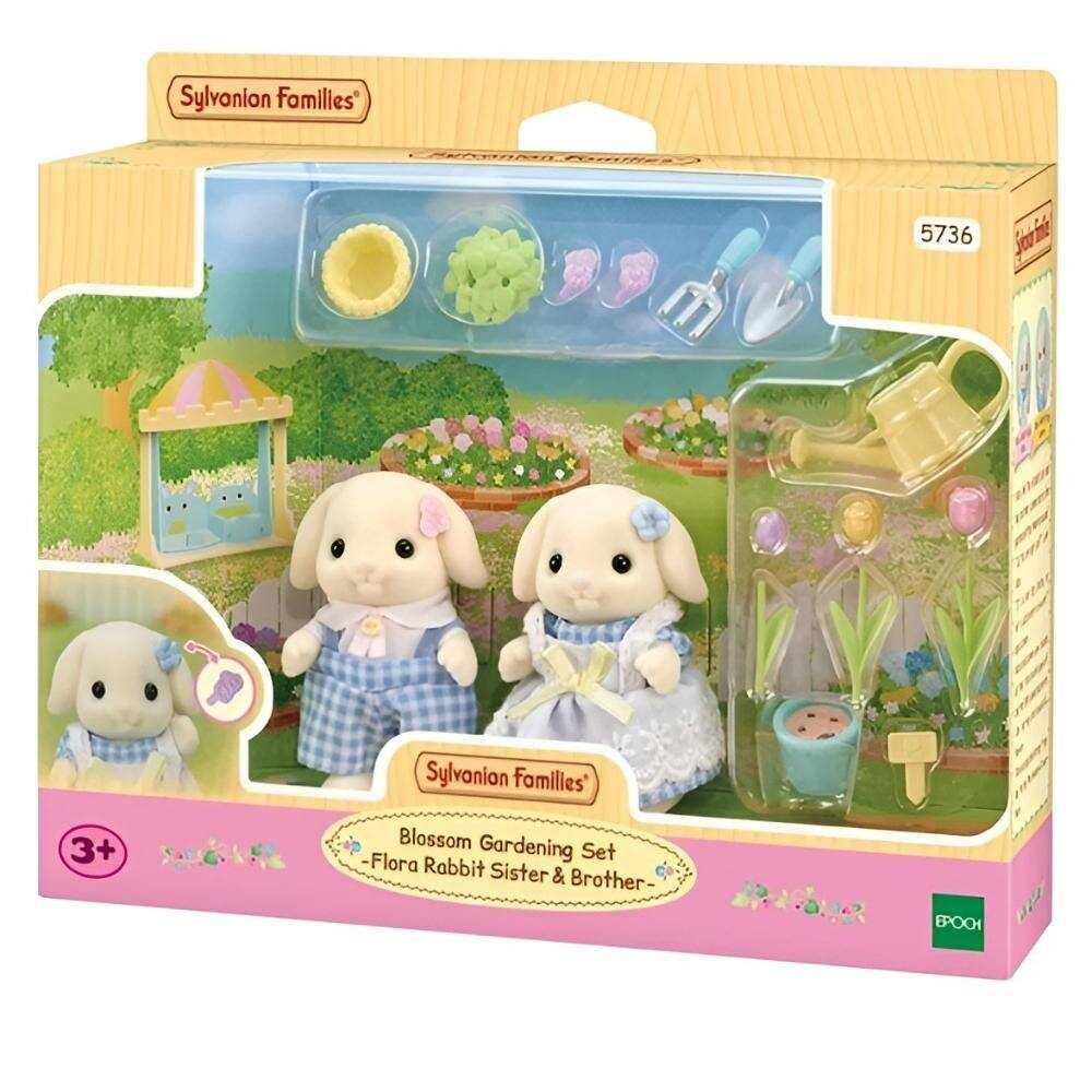 Sylvanian Families - Blumengarten Set - Flora Kaninchen Bruder und Schwester ( 5736