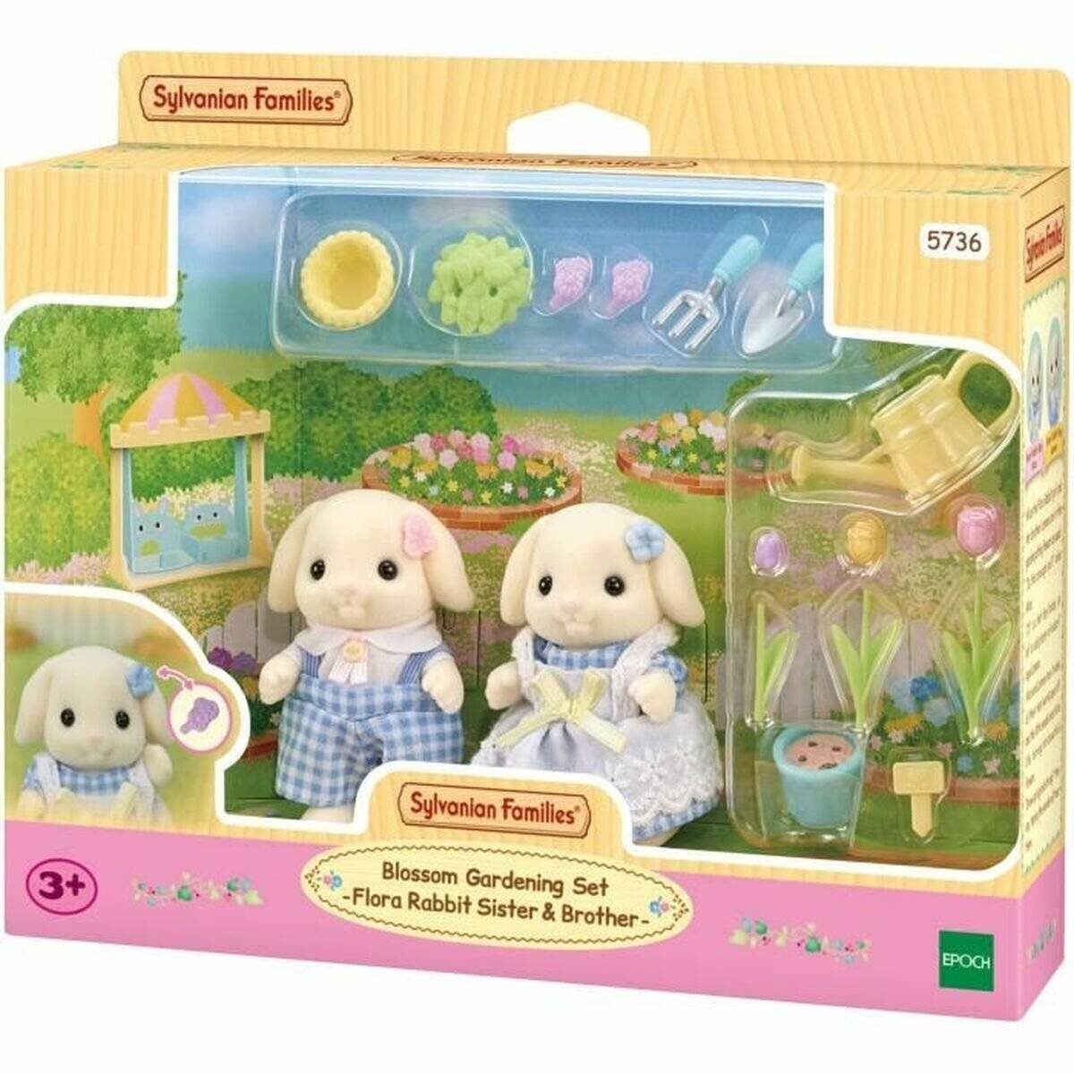 Sylvanian Families - Blumengarten Set - Flora Kaninchen Bruder und Schwester ( 5736