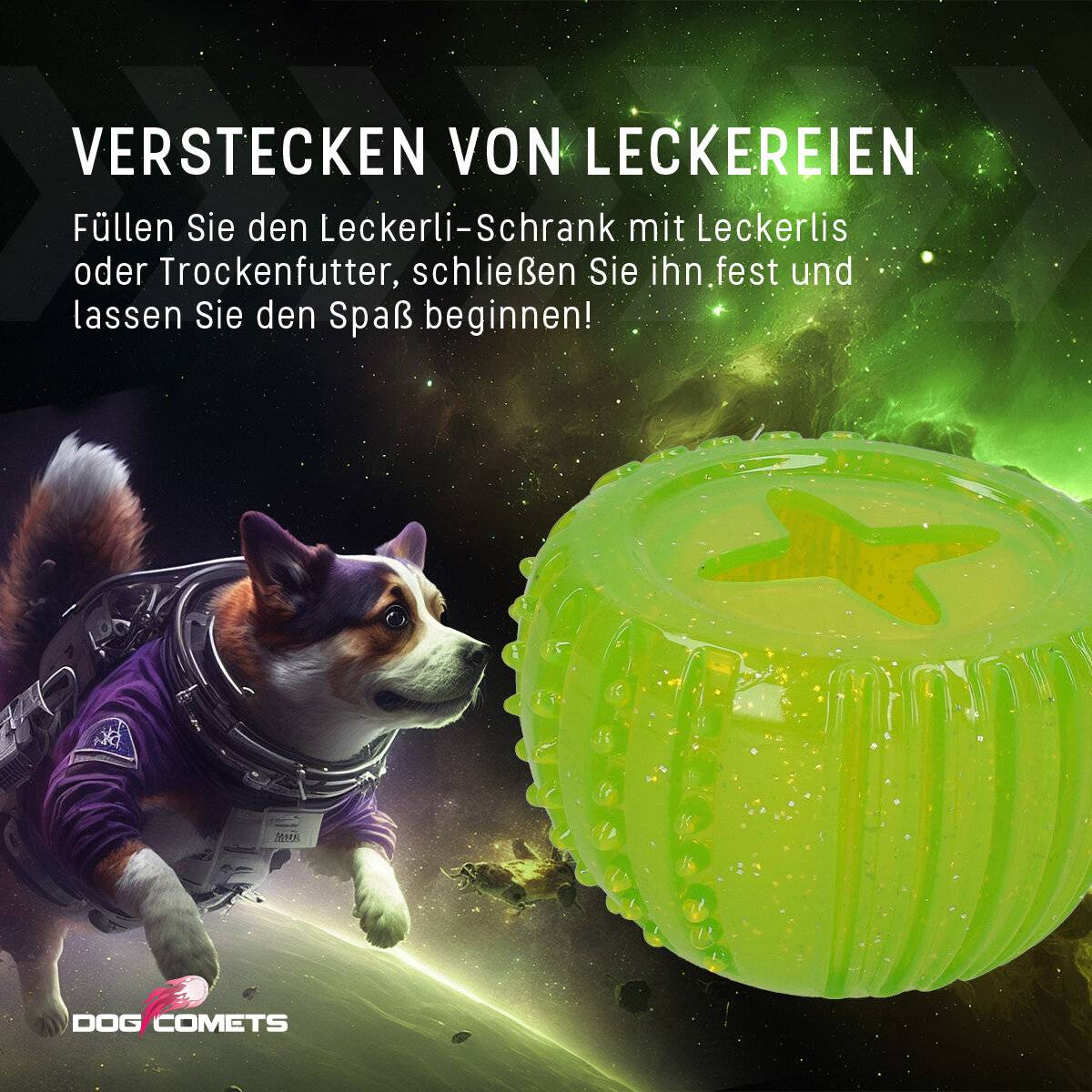 Dog Comets Pallas with Treat Locker Green