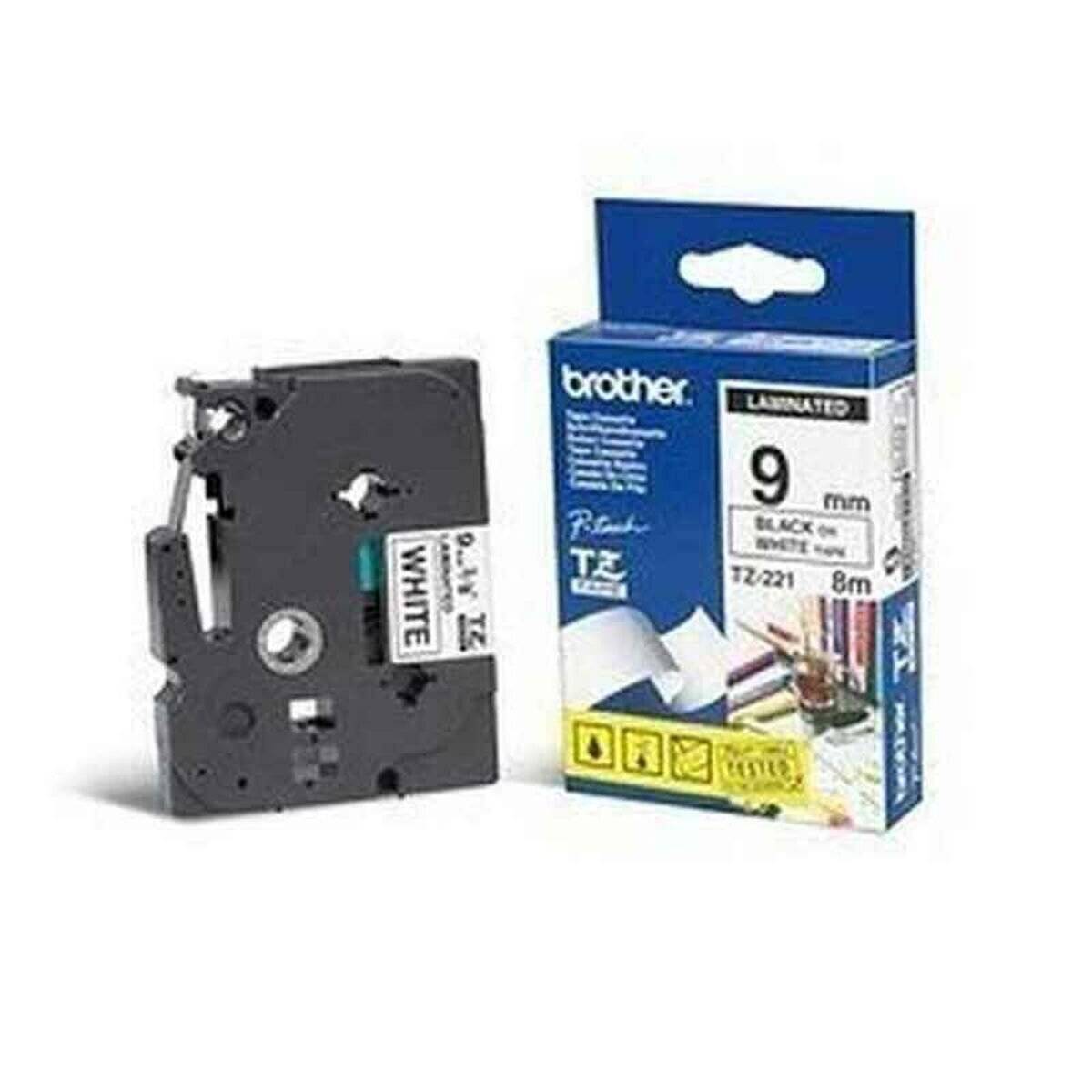 Brother Schriftbandkassette Brother 9mm weiß/schwarz TZE221