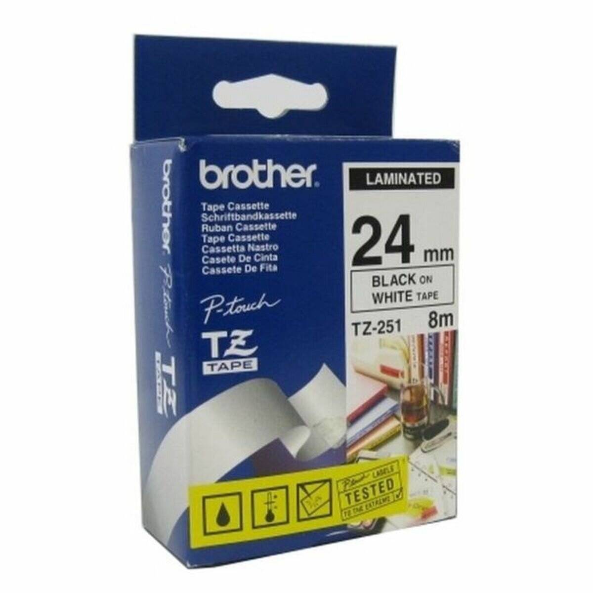 Brother Schriftbandkassette Brother 24mm weiß /schwarz TZE251