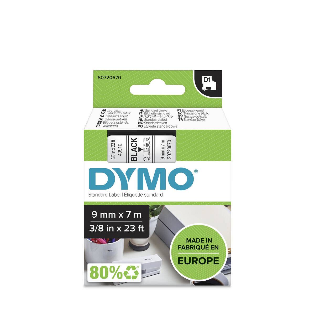 Dymo Dymo Schriftband 40910 Clear Black (S0720670)