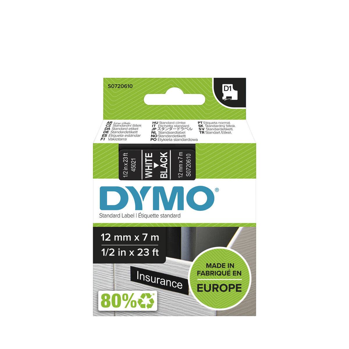 Dymo Dymo Schriftband 45021 White Black (S0720610)