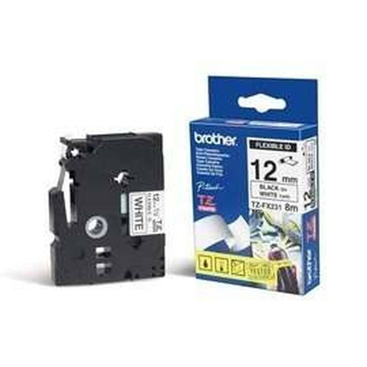 Brother Schriftbandkassette Brother 12mm weiß/schwarz TZEFX231