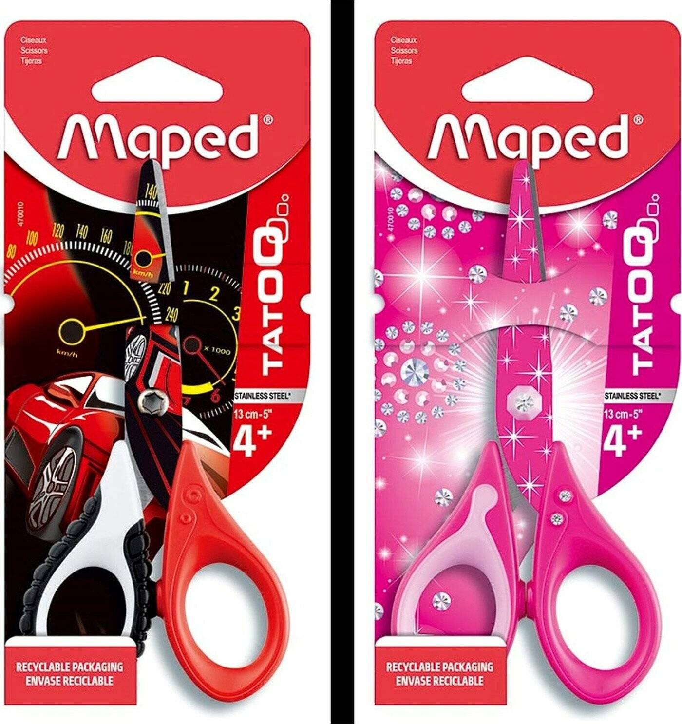 Maped 470010 - Craft Scissors Tatoo, 13 Cm, Printed Blades, Rounded Tip