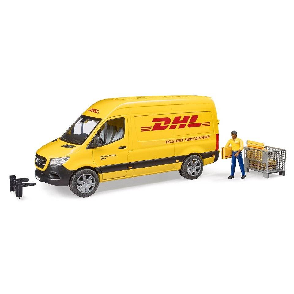 bruder MB Sprinter DHL mit Fahrer, Modellfahrzeug (gelb)