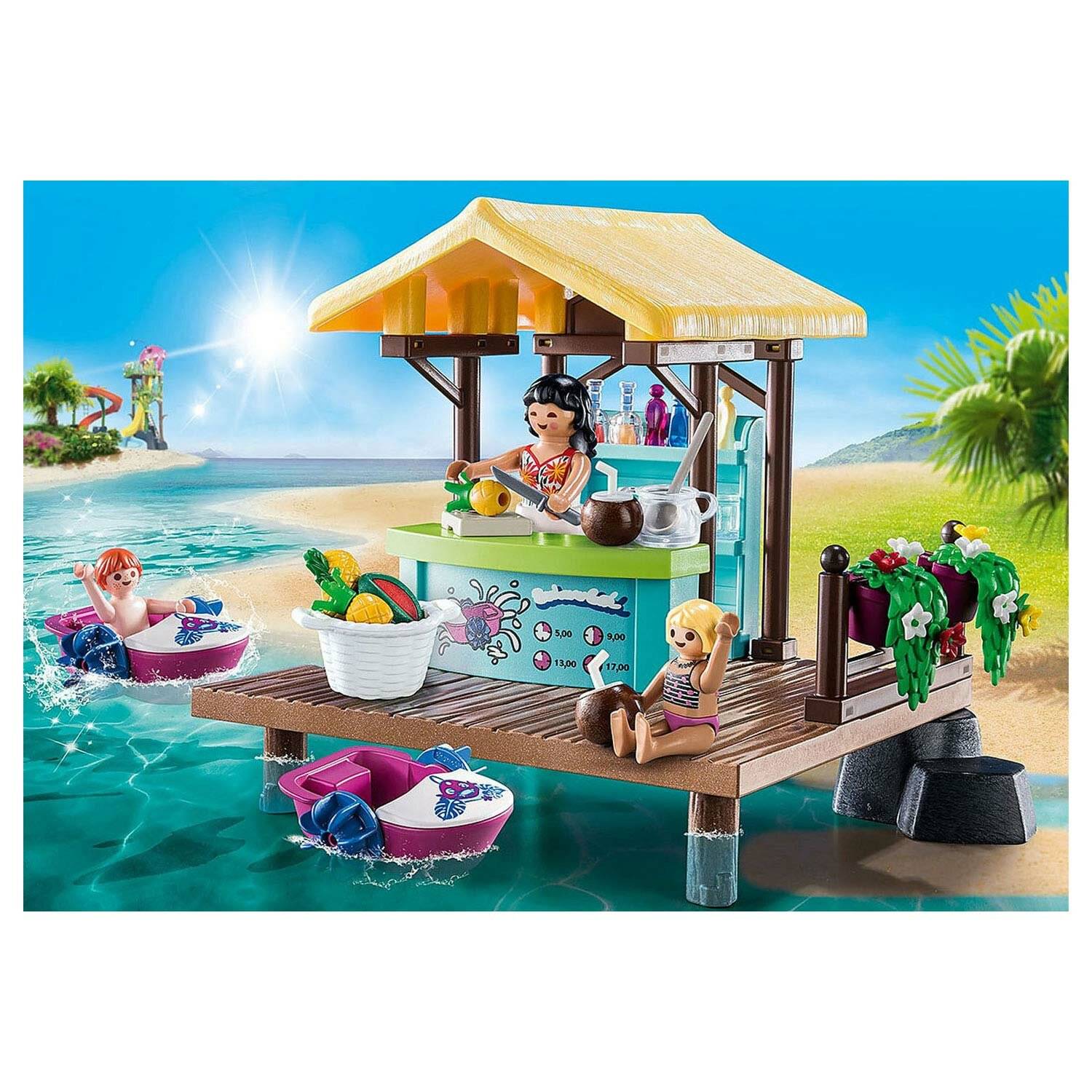 PLAYMOBIL 70612 Family Fun Paddleboot-Verleih mit Saftbar, Konstruktionsspielzeug