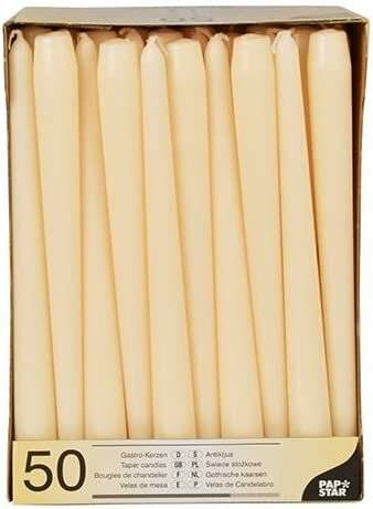 Papstar 17967 50 Candlesticks Diameter 2.2 X 25 Cm Champagne