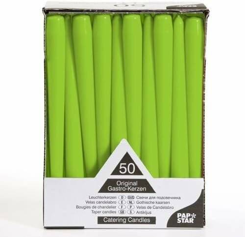 Papstar 81113 50 Candlesticks Diameter 2.2 X 25 Cm Lime Green