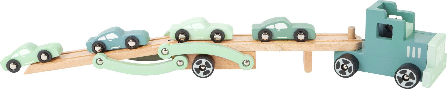 small foot Autotransporter Chicago aus Holz, mit beweglicher Laderampe