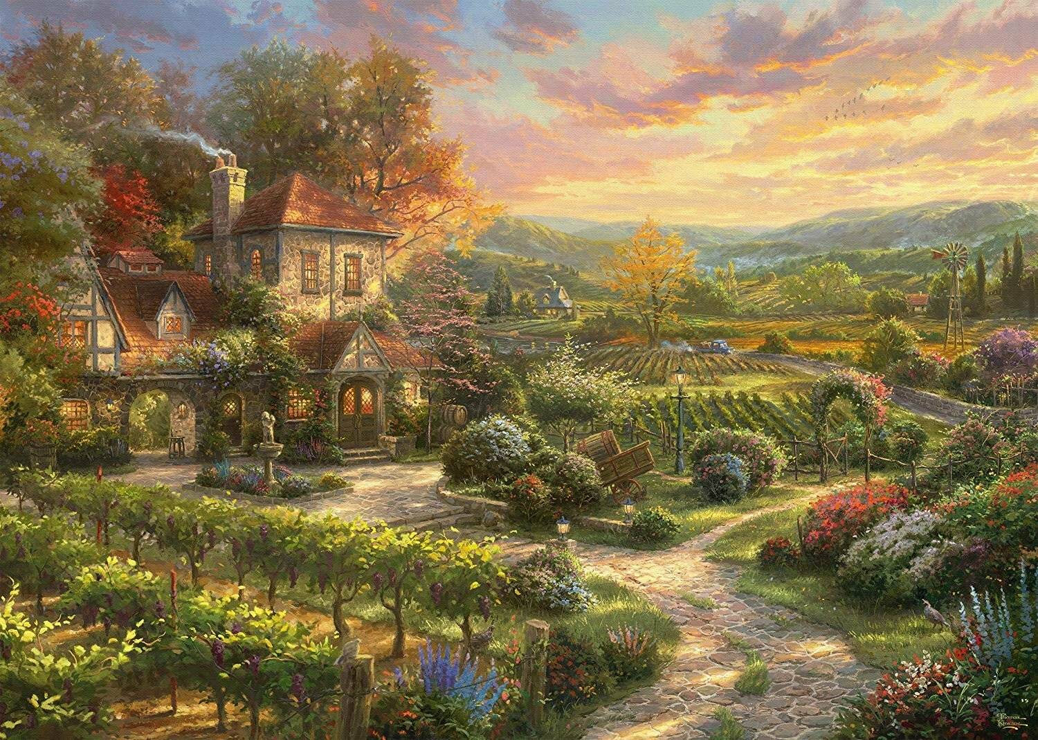 Thomas Kinkade - In den Weinbergen - 2000 Teile Puzzle
