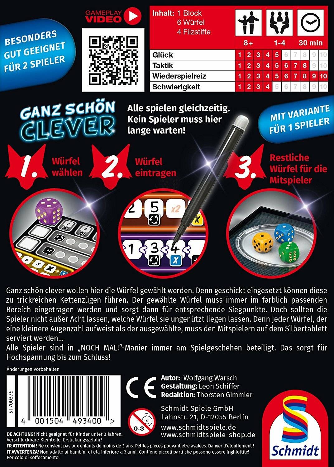 Schmidt Spiele Ganz schÃ ¶ n clever, WÃ ¼ rfelspiel