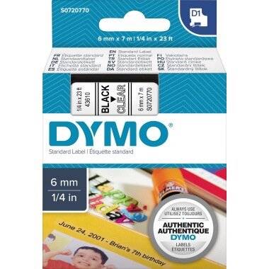 Dymo Schriftband 43610 Clear Black Schwarz (S0720770)