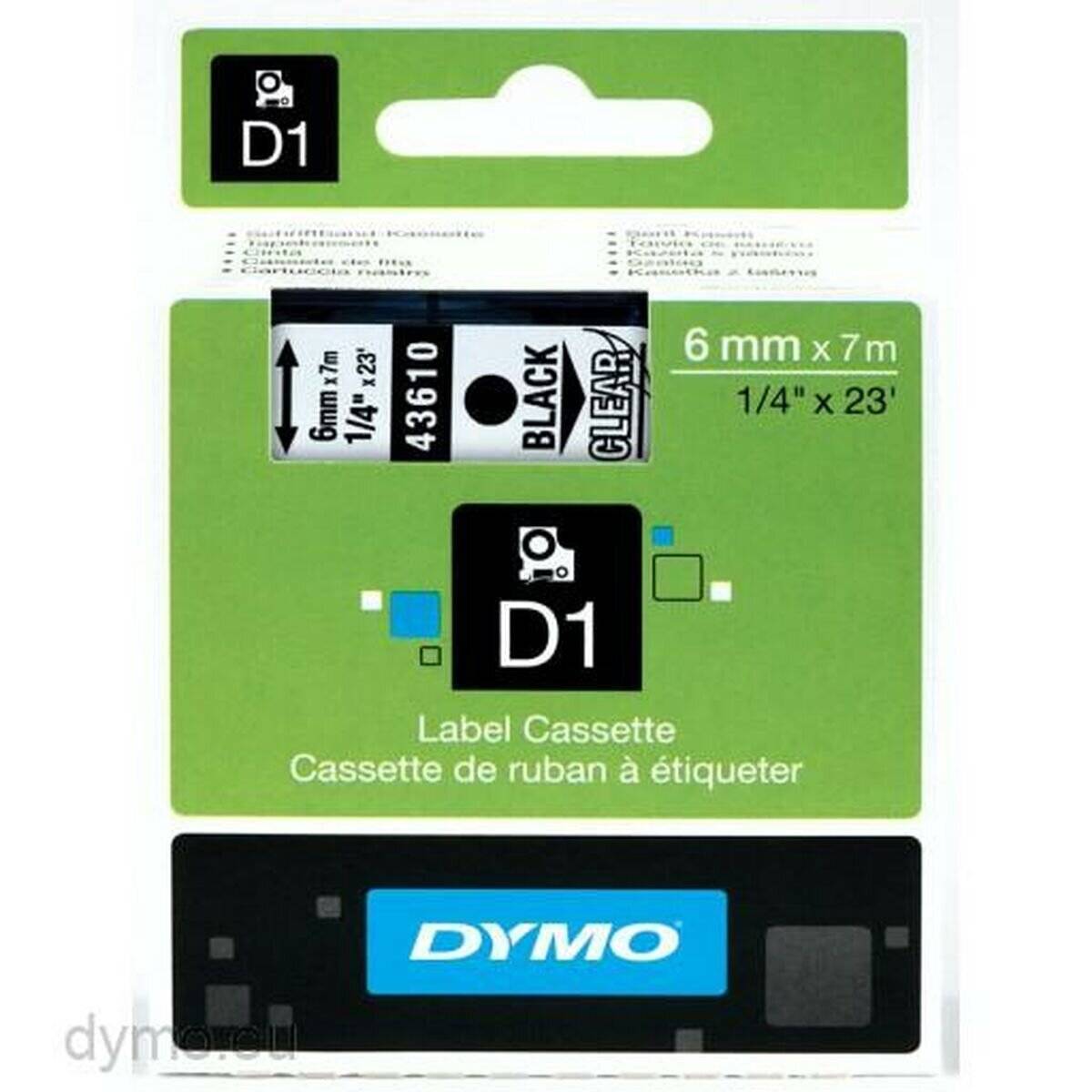 Dymo Schriftband 43610 Clear Black Schwarz (S0720770)