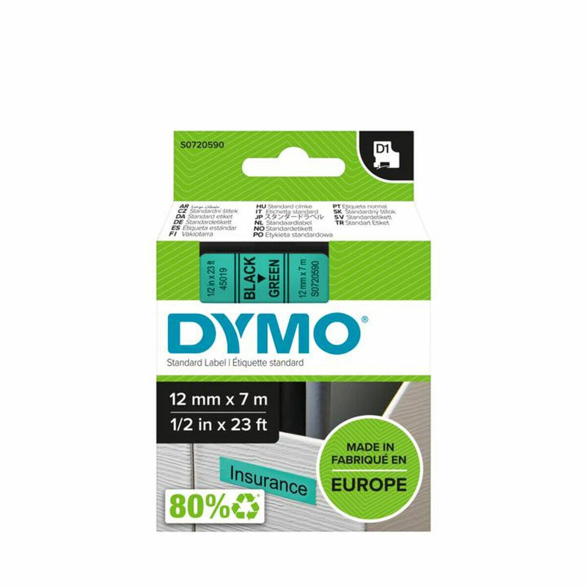Dymo Dymo Schriftband 45019 Green Black (S0720590)