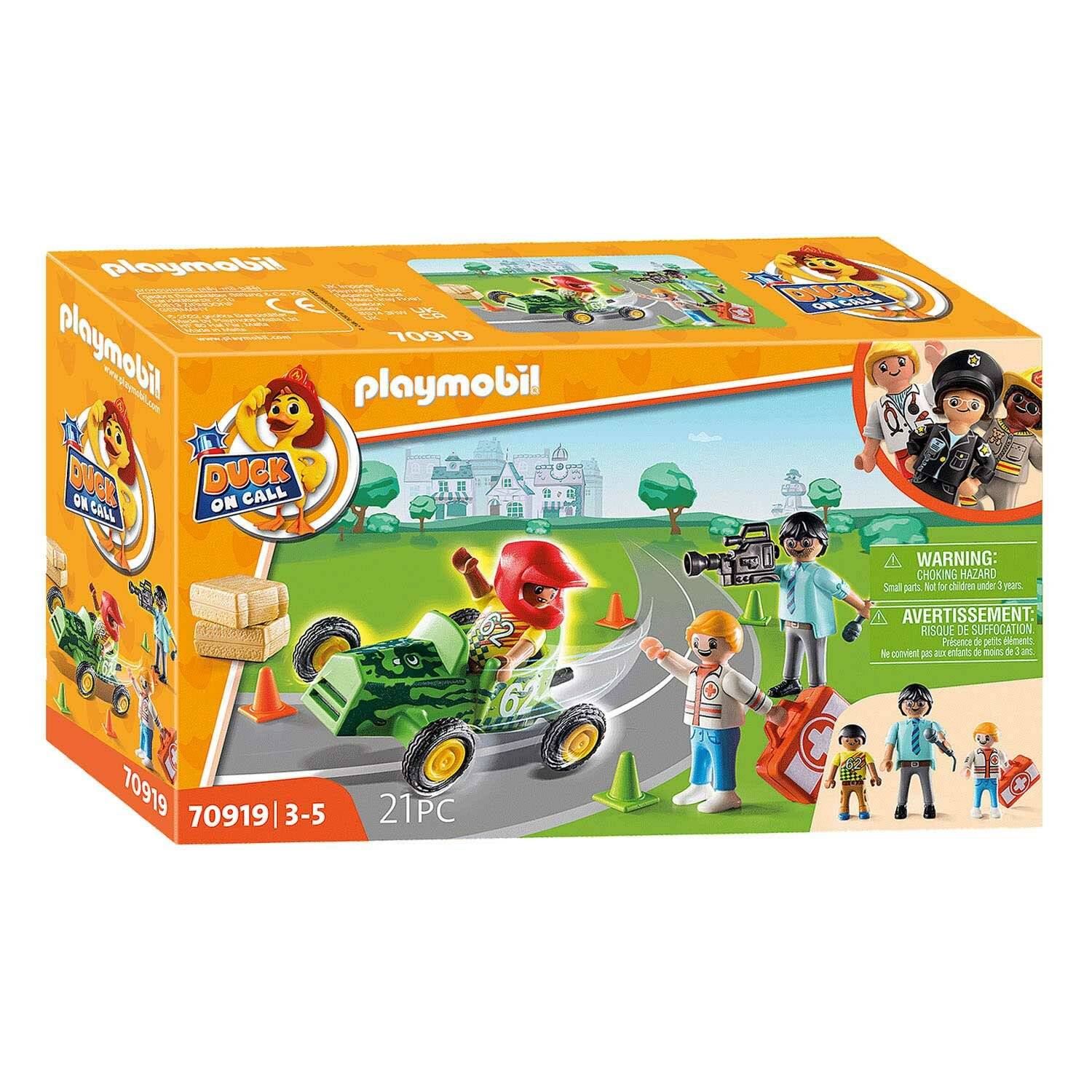PLAYMOBIL 70919 DUCK ON CALL Notarzt Action. Hilf dem Rennfahrer!