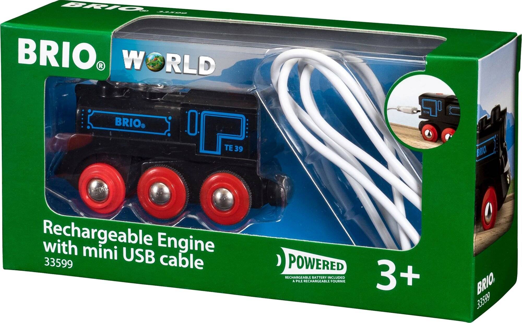 BRIO World Schwarze Akku-Lok mit Micro-USB, Spielfahrzeug (schwarz)