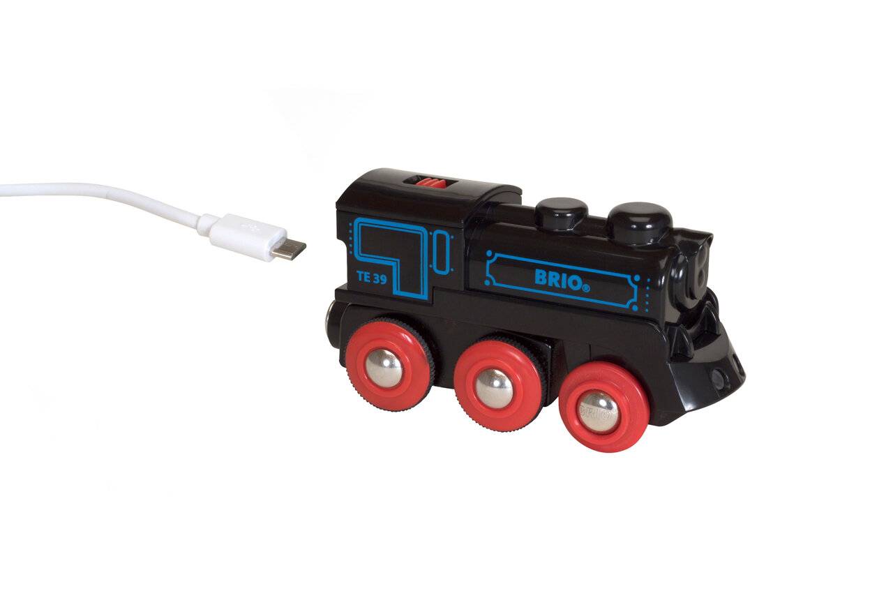 BRIO World Schwarze Akku-Lok mit Micro-USB, Spielfahrzeug (schwarz)