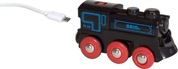 BRIO World Schwarze Akku-Lok mit Micro-USB, Spielfahrzeug (schwarz)