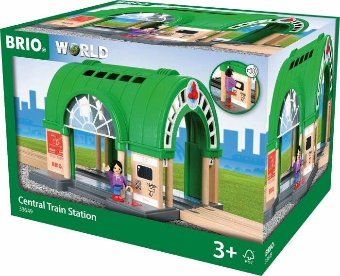 BRIO World Neuer Hauptbahnhof mit Ticketautomat, SpielgebÃ ¤ ude (grÃ ¼ n/grau)