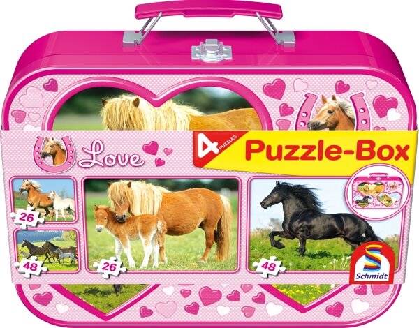 Schmidt Spiele Schmidt Spiele Puzzle Pferde im Metallkoffer 2 x 26 Teile, 2 x 48 Teile