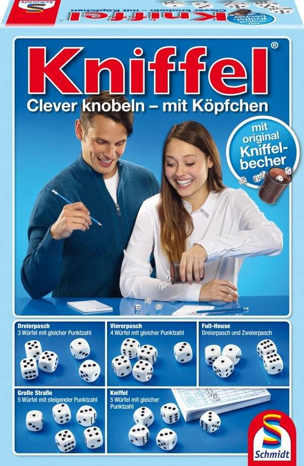 Schmidt Spiele Kniffel mit LederwÃ ¼ rfelbecher, WÃ ¼ rfelspiel
