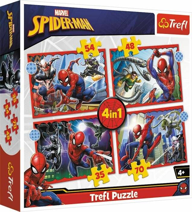 4 in 1 Puzzle 35,48,54,70 Teile ? Spide
