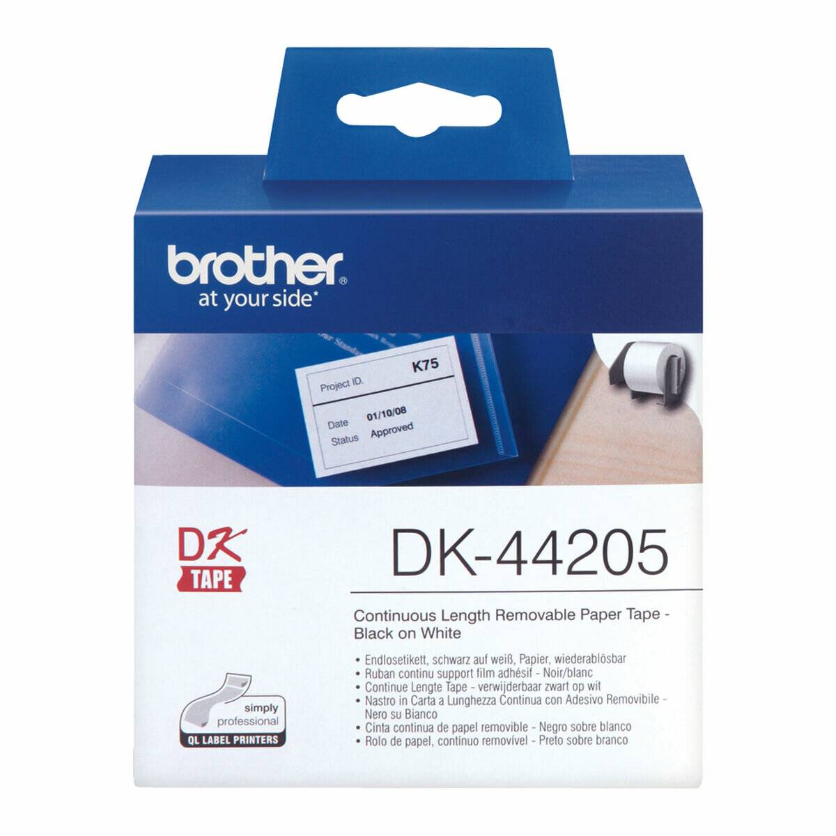 Brother Etiketten DK-44205 62 mm x 30,48 m weiß