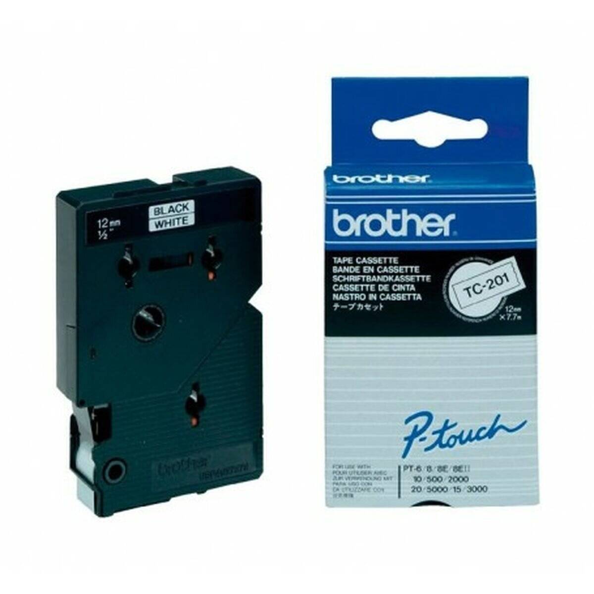 Brother P-touch Schriftband TC-201 12mm x 7,7m