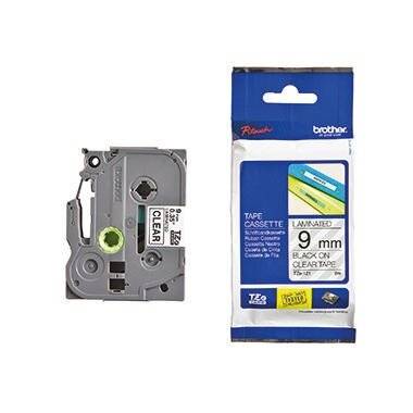 Brother P-touch Schriftband TZe-121 9mm x 8m schwarz/farblos laminiert selbstklebend