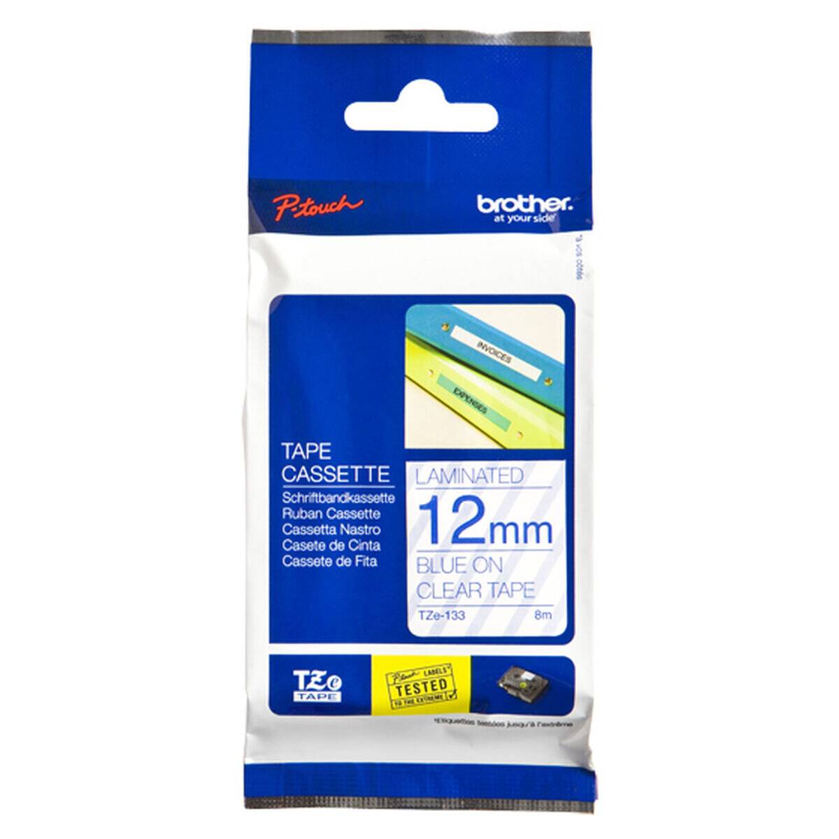 Brother P-touch TZE-133 clear/blue (8m x 12 mm)