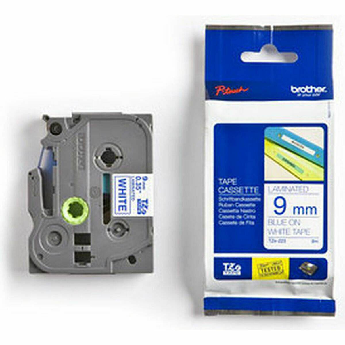 Brother P-touch TZE223 white/blue (8m x 9mm)