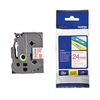 Brother P-touch Schriftband TZe-252 24mm x 8m rot/weiß laminiert selbstklebend