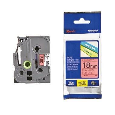 Brother TZe-441, Schriftband (18 mm, Schwarz auf Rot)