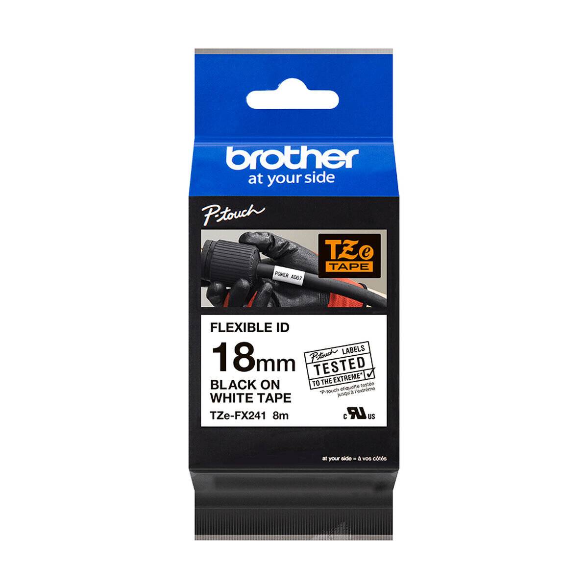 Brother P-touch Schriftband TZe-FX241 18mm x 8m schwarz/weiß