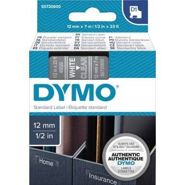 Dymo Dymo Schriftband Clear White 45020 (S0720600)
