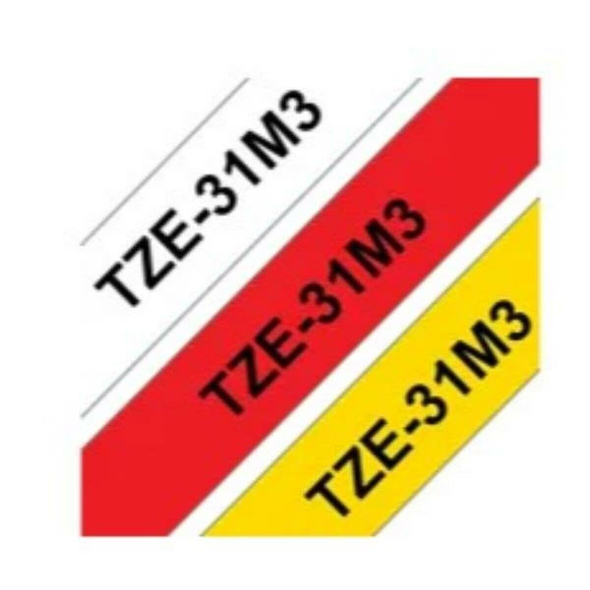 Brother P-touch TZe-31M3 TZe-231 weiß/schwarz 8m (12mm) TZe-431 rot/schwarz 8m (12mm) Tze-631 gelb/schwarz 8m (12mm)