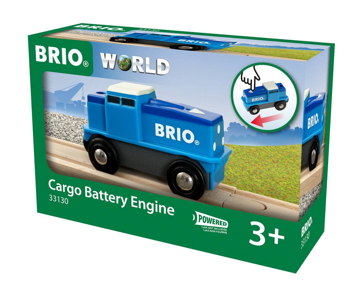 BRIO Blaue Frachtlok mit Batterie, Spielfahrzeug (blau/weiÃ  )