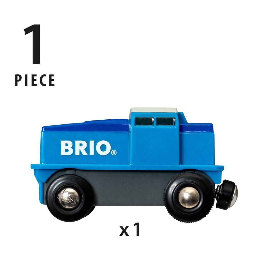 BRIO Blaue Frachtlok mit Batterie, Spielfahrzeug (blau/weiÃ  )