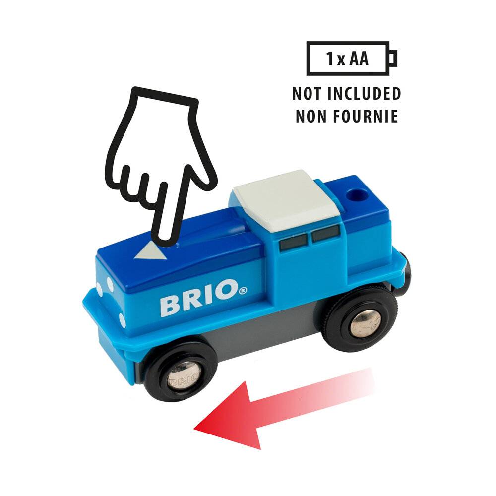 BRIO Blaue Frachtlok mit Batterie, Spielfahrzeug (blau/weiÃ  )