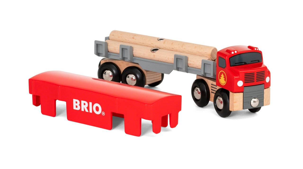 BRIO Holztransporter mit Magnetladung, Spielfahrzeug (rot)