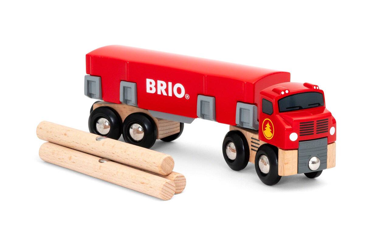 BRIO Holztransporter mit Magnetladung, Spielfahrzeug (rot)
