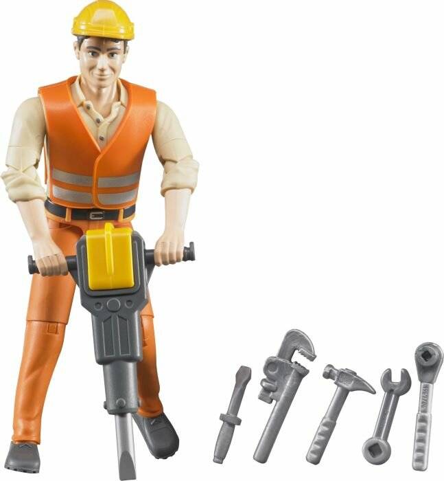 bruder Bauarbeiter mit ZubehÃ ¶ r, Spielfigur