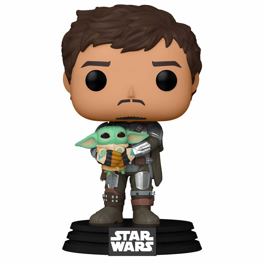 POP-Figur Star Wars Mandalorian Mando Holding Kind
