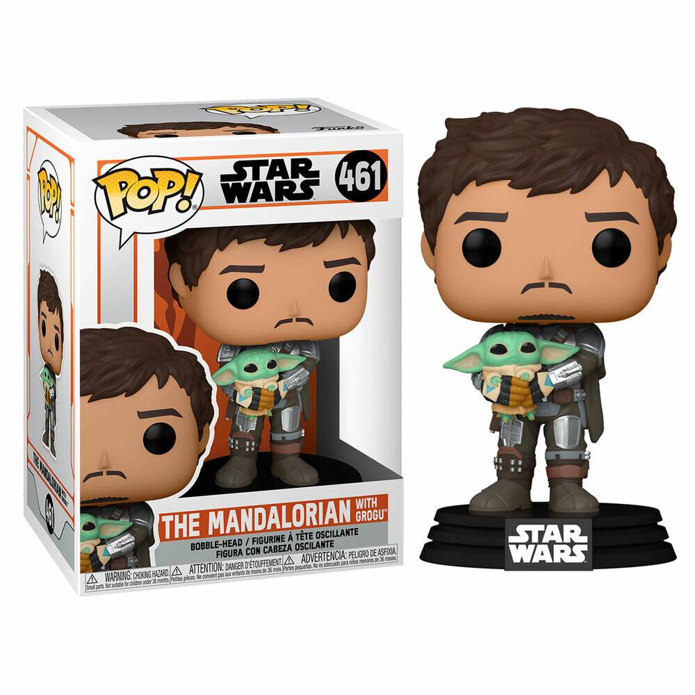 POP-Figur Star Wars Mandalorian Mando Holding Kind
