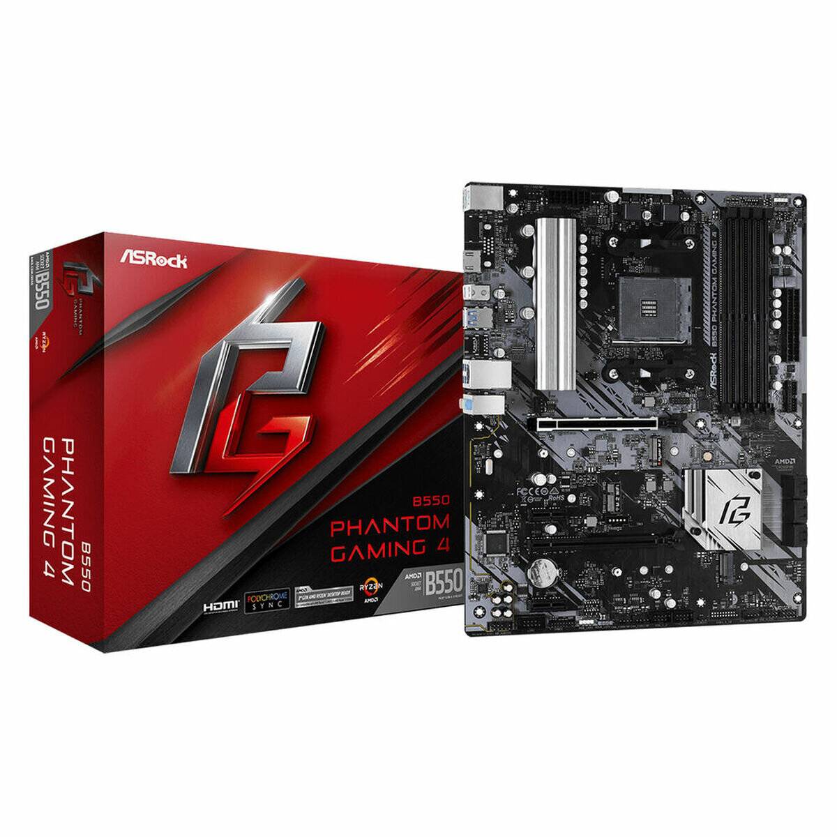 ASRock B550 Phantom Gaming 4 Motherboard ATX (90-MXBCY0-A0UAYZ) (90MXBCY0A0UAYZ)