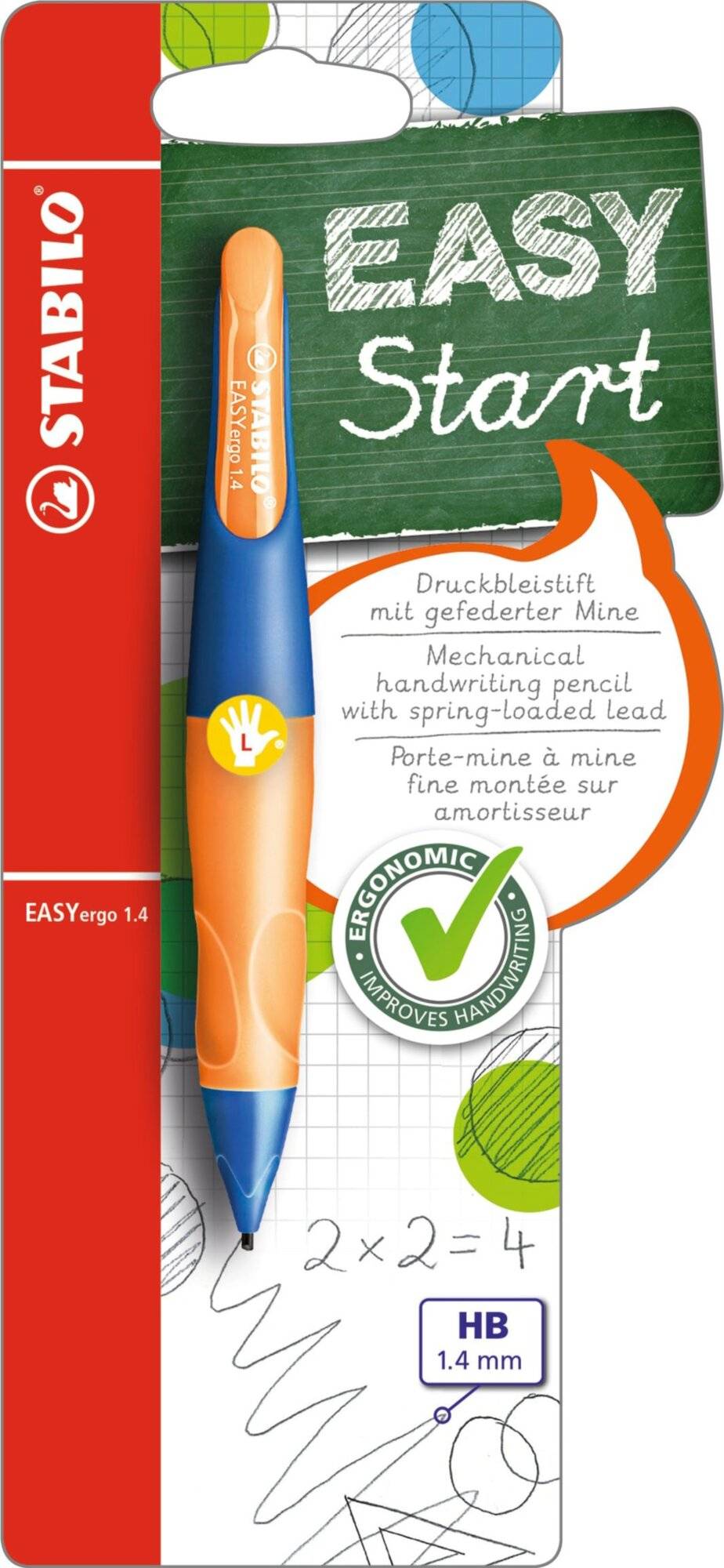 Druckbleistift EasyErgo 1,4mm L ultramarinblau- neonorange Linkshänder Stabilo