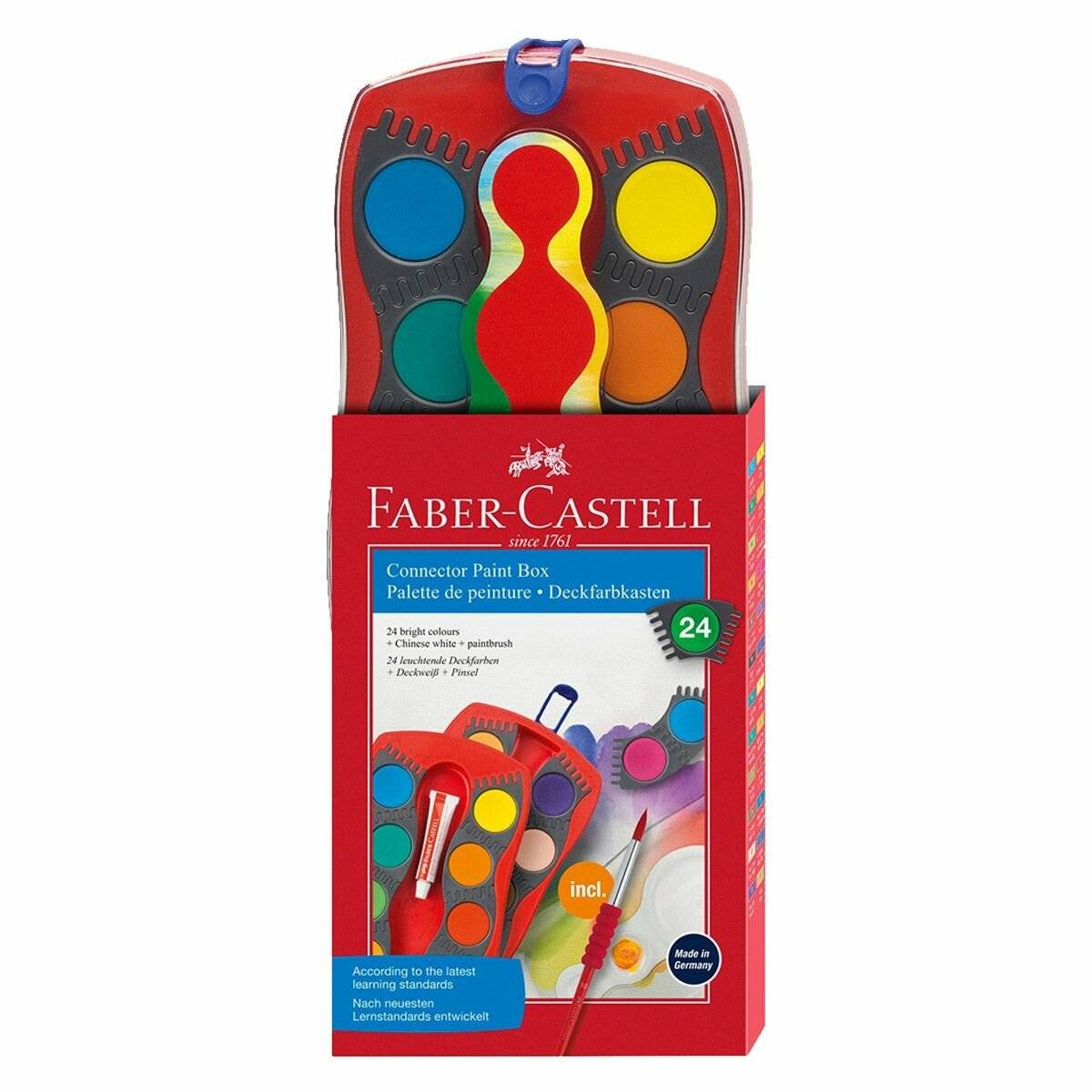Connector Deckfarbkasten (rot, 24 Farben plus Deckweiß)