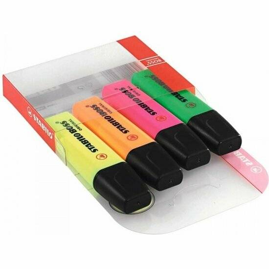 Stabilo Boss Textmarker 704 4er Etui (gelb-grün-orange-pink)