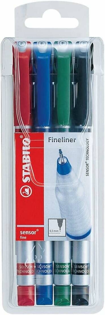 Tintenschreiber Sensor F 0,3mm 4er-Etui 1894 Grundfarben